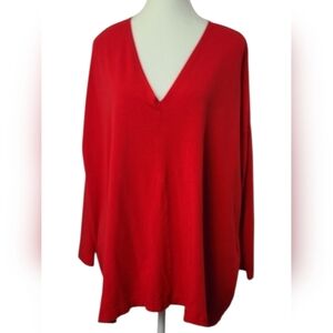 Bryn Walker Bamboo Organic Cotton Blouse Medium V-Neck 3/4 Sleeve